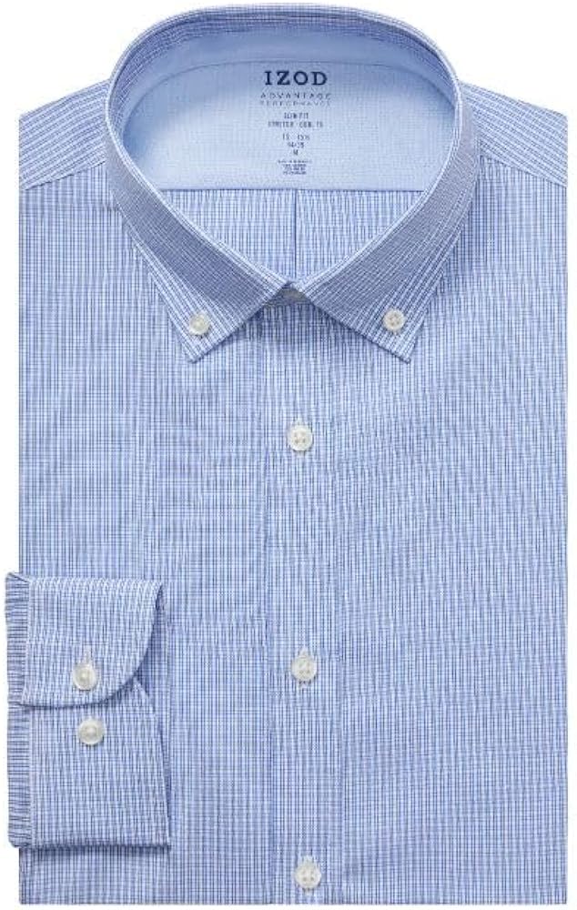 IZOD Men's Dress Shirt Slim Fit Stretch Fx Cooling Collar Check