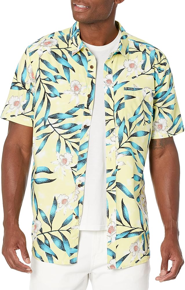 Volcom Men's Tropical Hideout Short Sleeve Button Down Hawaiian Shirt