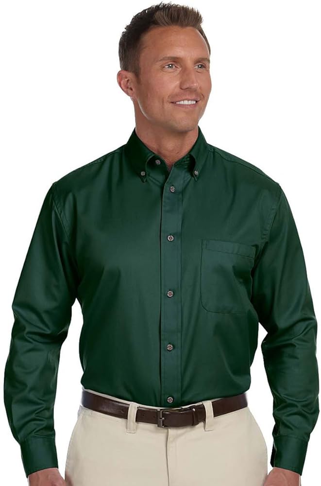 Men's Easy Blend Long-Sleeve Twill Shirt with Stain-Release