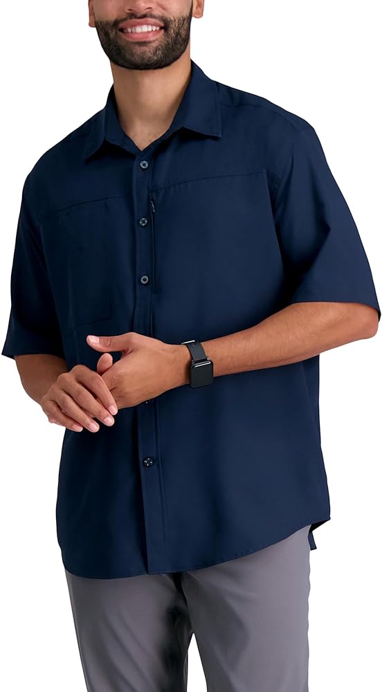 Haggar Men's Short Sleeve Solid Dobby Shirt