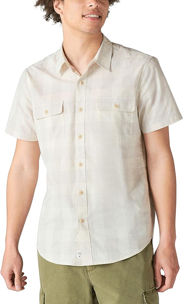 Lucky Brand Men's Plaid Workwear Short Sleeve Shirt