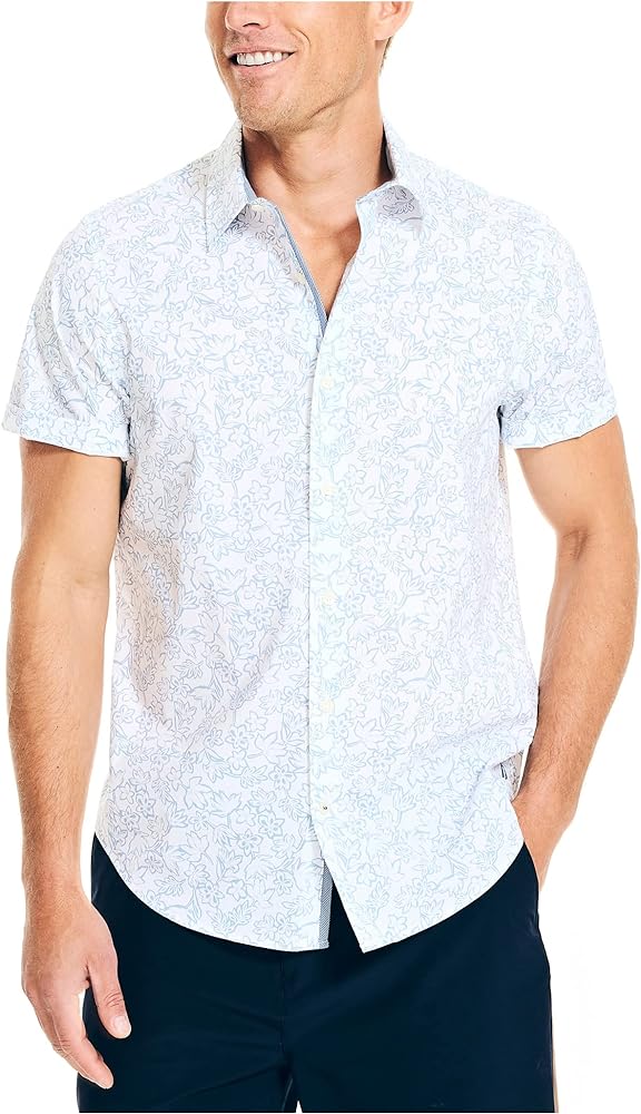 Nautica Men's Navtech Trim Fit Printed Short-Sleeve Shirt