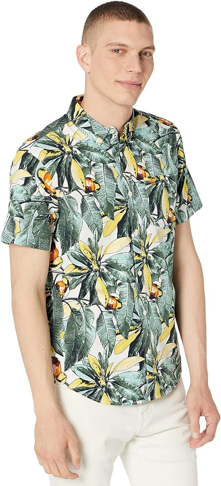 Original Penguin Men's Palm Print Short Sleeve Button-Down Shirt