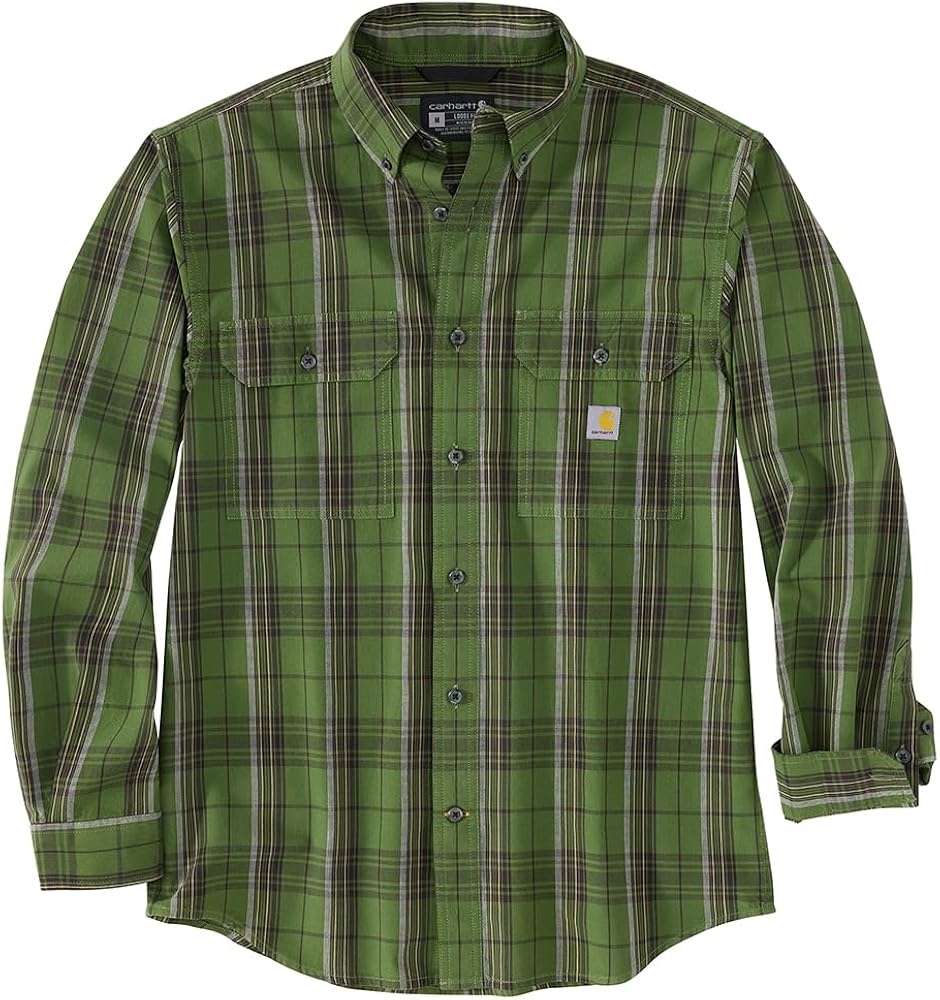 Carhartt Men's 105946 Loose Fit Midweight Chambray Long-Sleeve Plaid Shirt