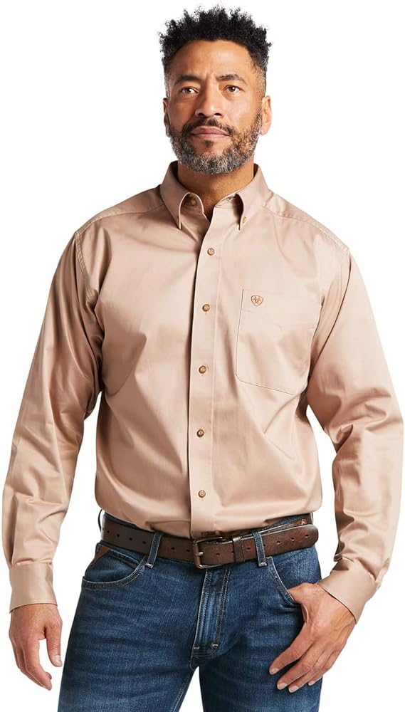 Ariat Male Solid Twill Classic Fit Shirt Khaki XX-Large