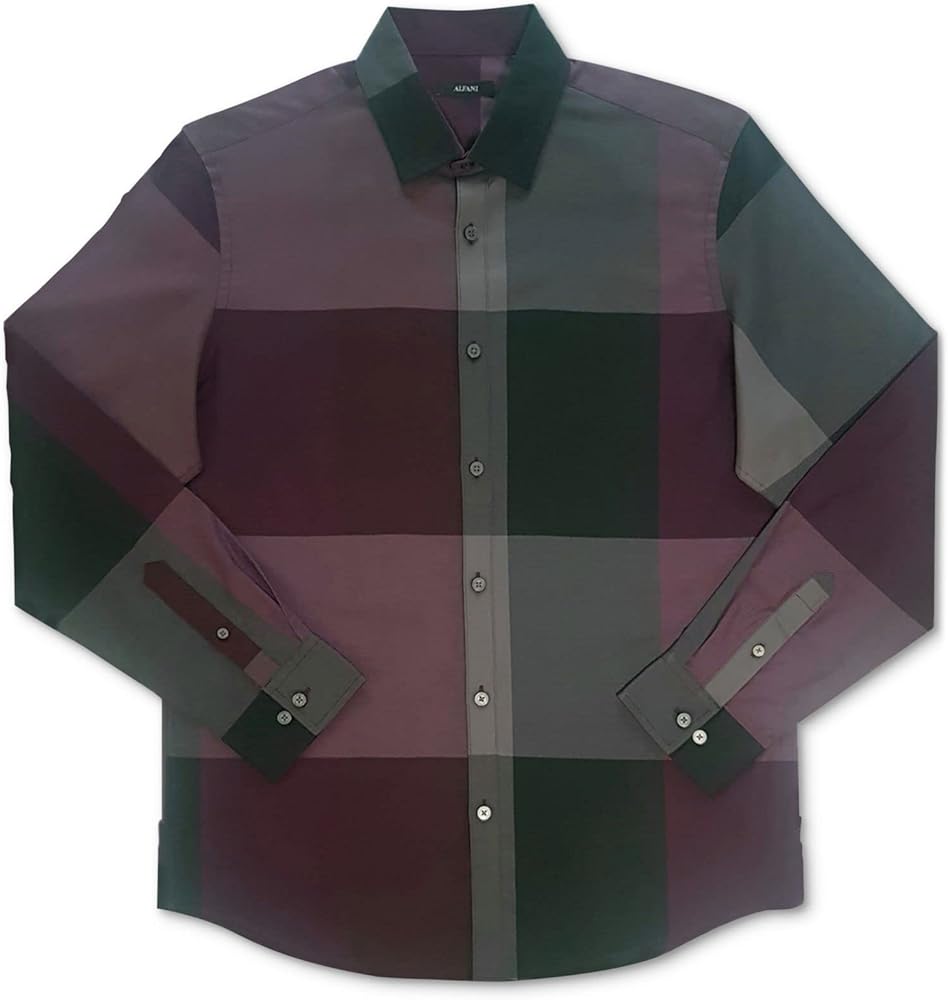 Alfani Mens Woven Plaid Button-Down Shirt