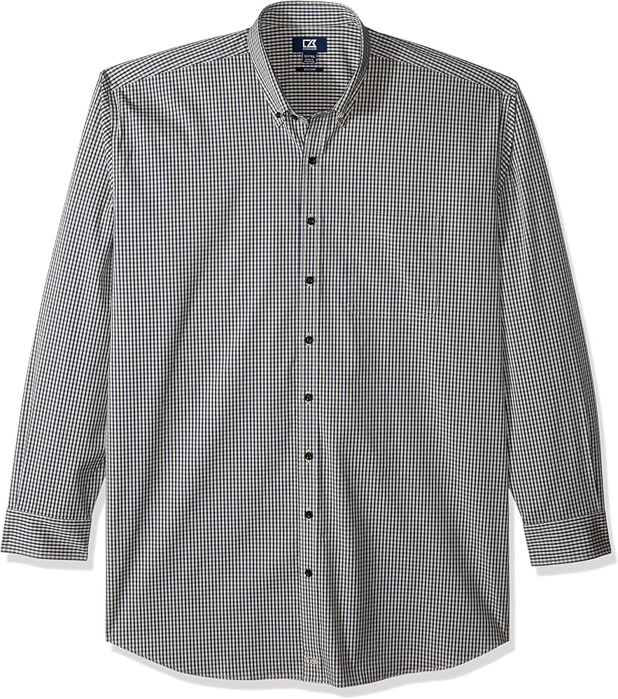 Cutter & Buck Men's Big & Tall Long Sleeve Anchor Gingham Button Up Shirt