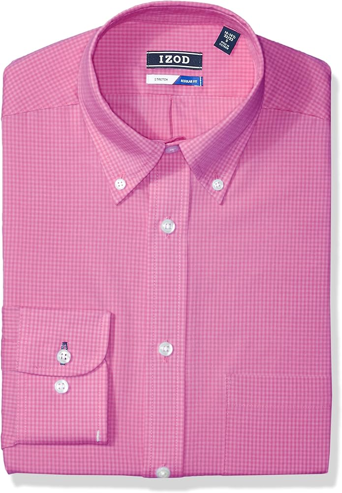 IZOD Men's Dress Shirts Regular Fit Stretch Gingham