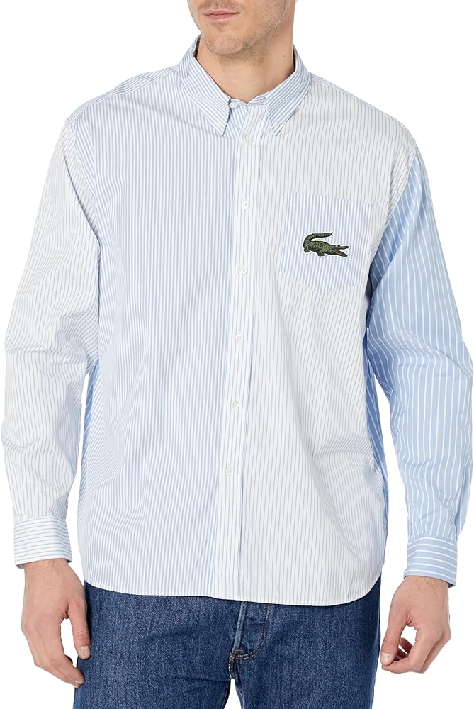 Lacoste Men's Unisex Large Crocodile Striped Cotton Shirt