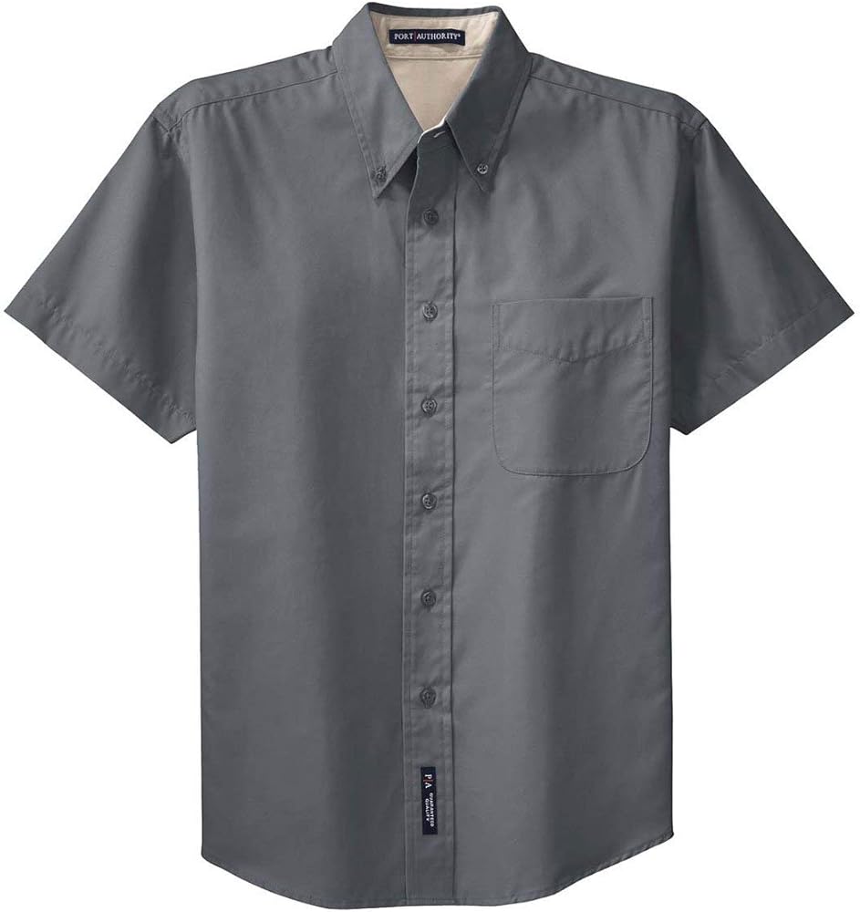 Port Authority Men's Short Sleeve Easy Care Shirt Steel Grey/Light Stone