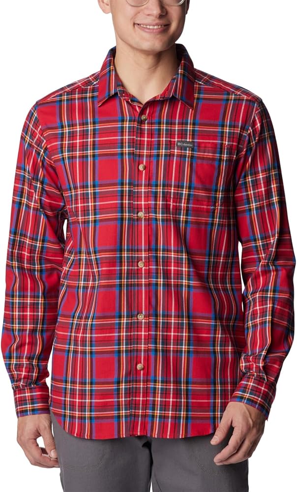 Columbia Men's Vapor Ridge III Long Sleeve Shirt, Mountain Red CSC Tartan, Medium