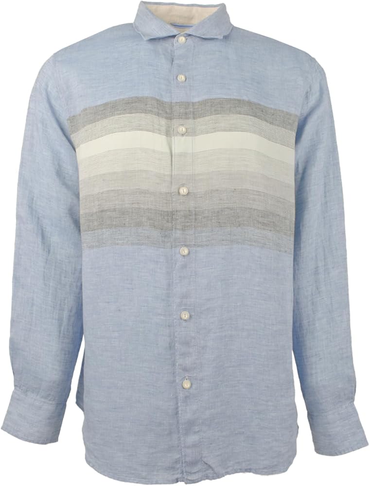 Tommy Bahama Long Sleeve Raffia Blues Linen Camp Shirt