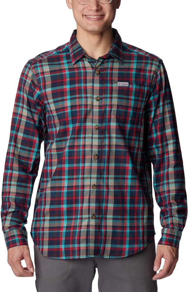 Columbia Men's Vapor Ridge III Long Sleeve Shirt, Collegiate Navy Bright Bold Plaid, Large