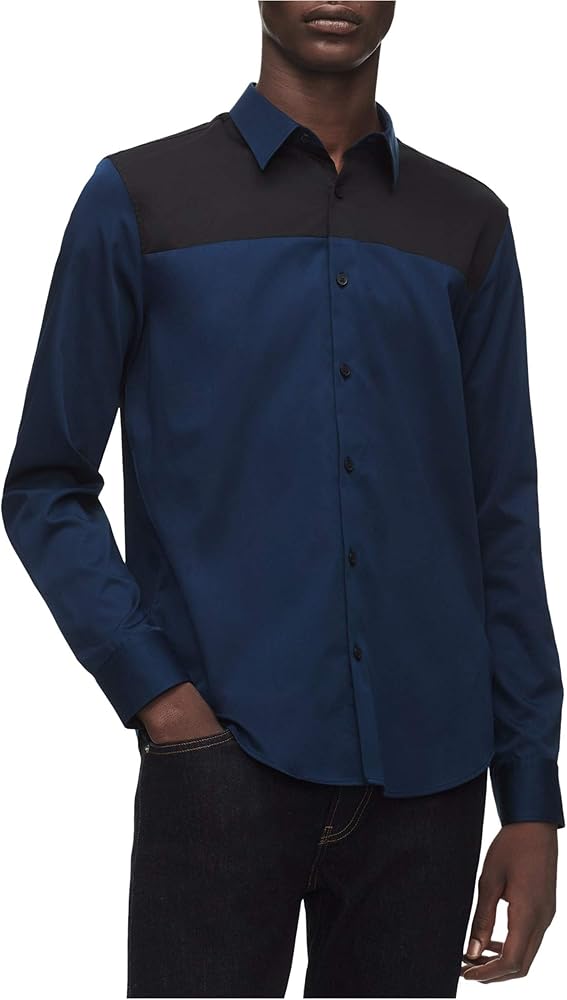 Calvin Klein Mens 2 Tone Button Up Shirt