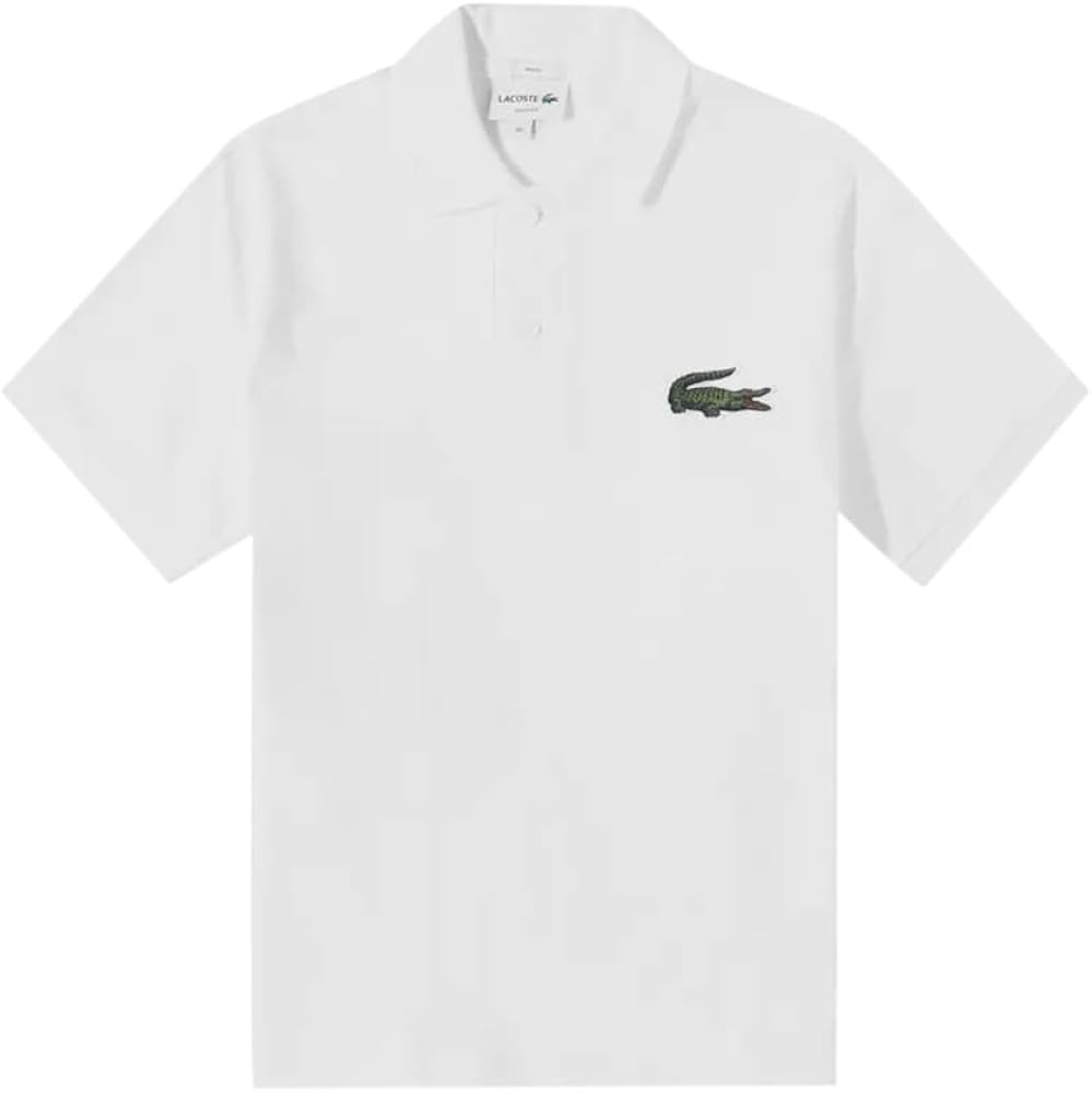 Lacoste Men's Polo Shirt White Loose-Fit Short Sleeve