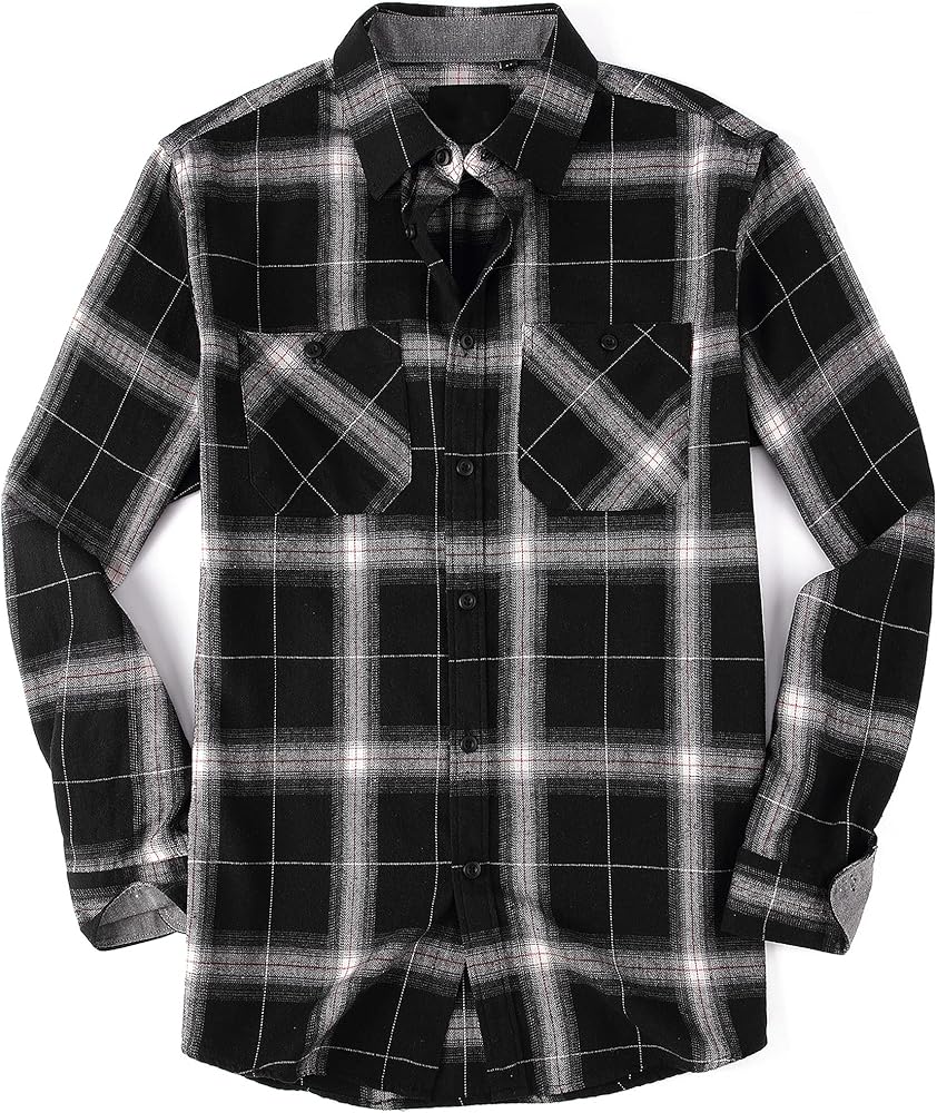 Damipow Premium Mens Flannel Shirt Long Sleeve Button Down Plaid Flannel Shirt