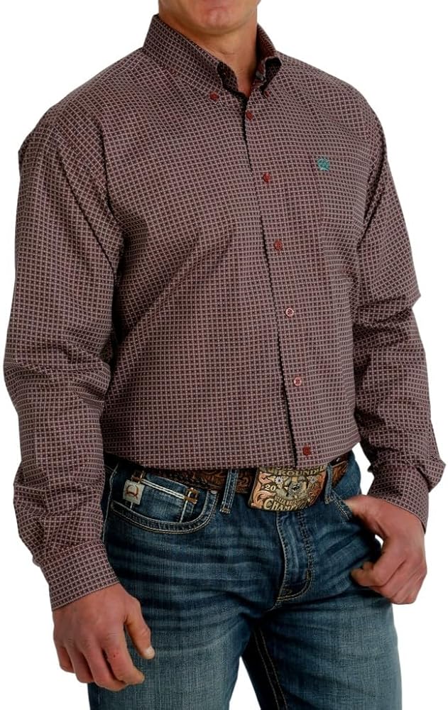 Cinch Men's Classic Fit Burgundy Button Down Burgundy XL