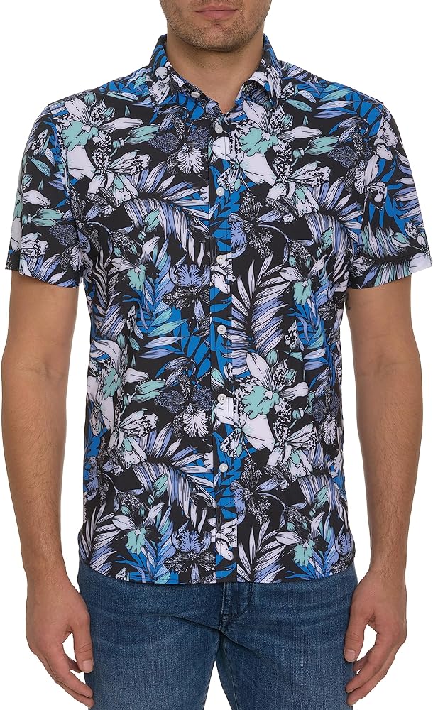 Robert Graham Men Farrell Short Sleeve Knit Shirt, Multi, Medium