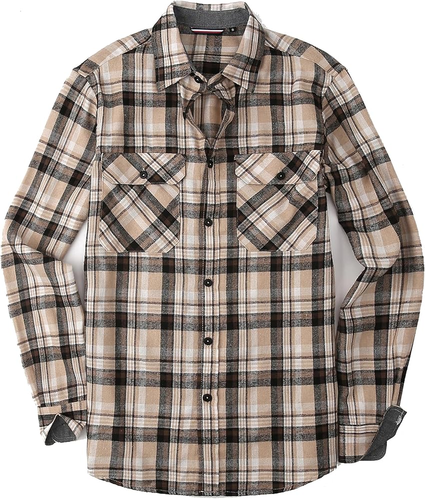 Flannel Shirt for Men Button Down Regular Fit Long Sleeve Plaid Flannel Casual Shirts