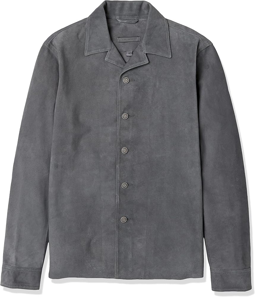 John Varvatos Men's Simo Leather Camp Shirt