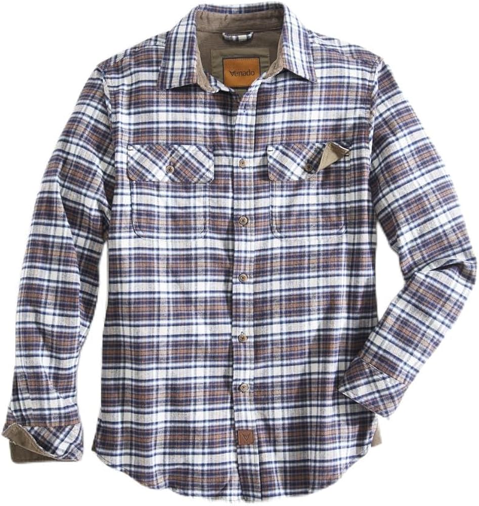 Venado Men's Premium Stretch Flex Force Flannel Shirt - Perfect Fall Casual Button Down