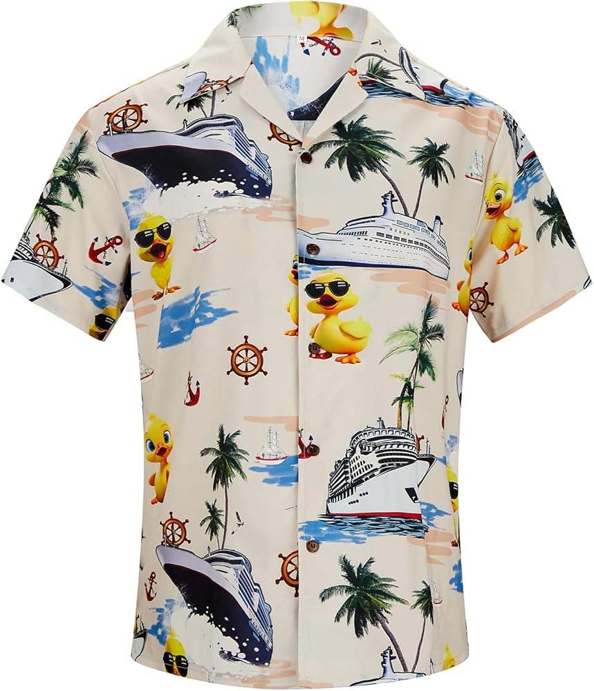 Mens Hawaiian Short Sleeve Shirts Casual Floral Button-down Shirts Tropical Funny Summer Shirts for Men