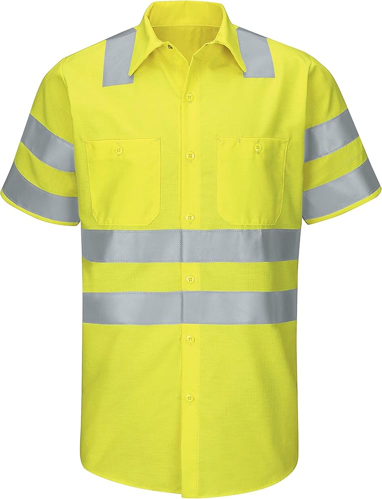 Red Kap Men's Hi-Visibility Short Sleeve Ripstop Work Shirt-Type R, Class 3