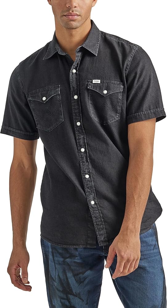 Wrangler Mens Long Sleeve Denim Western Snap Shirt