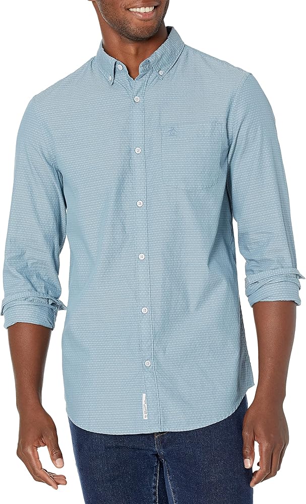 Original Penguin Men's Tonal Dobby Long Sleeve Button-Down Shirt