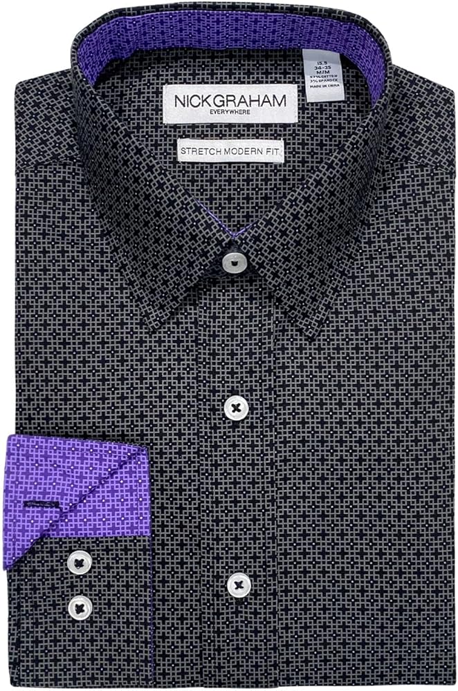 Nick Graham Men's Maze Dot Dress Shirt, Black