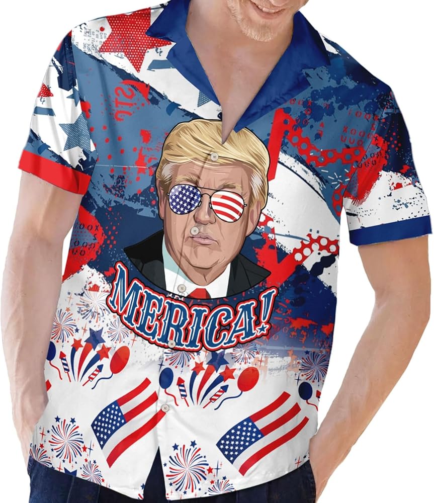 Custom Trump Hawaiian Shirts, Trump 2024 Supporter Shirt, Convicted Felon, President Trump 45 47 Hawaiian Mens Shirts