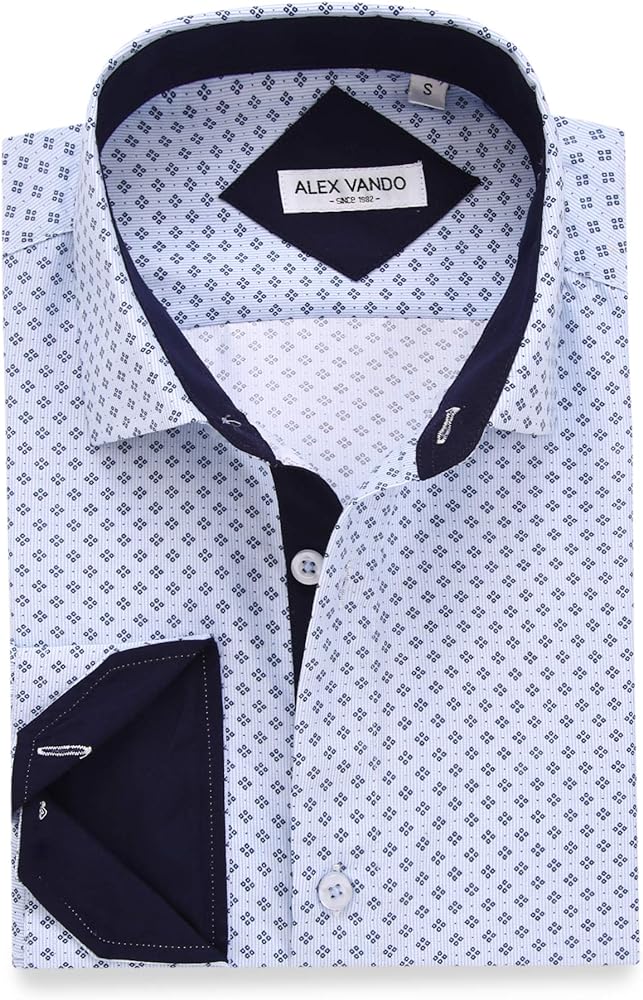 Alex Vando Mens Printed Dress Shirts Long Sleeve Regular Fit Button Down Shirt