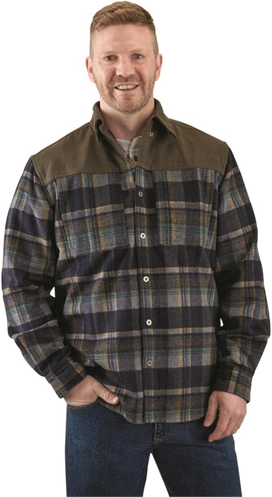 Guide Gear Beartrack Mens Wool Shirt Jacket Long Sleeve, Warm Button Down