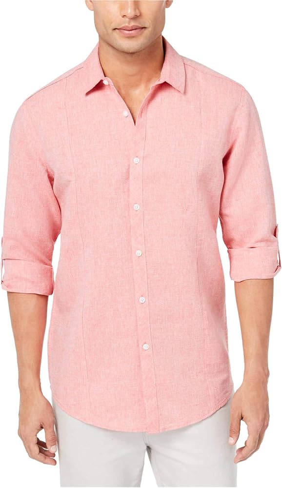 Mens Seamed Roll Button Up Shirt