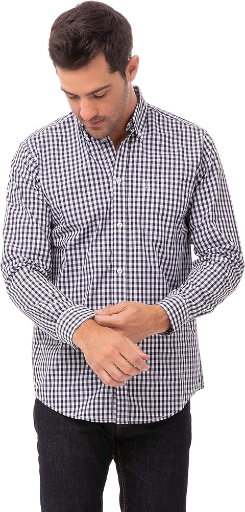 Chef Works Men's Gingham Dress Shirt