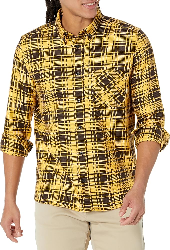 HUGO Men's Relaxed Fit Checked Flannel Button Down Shirt