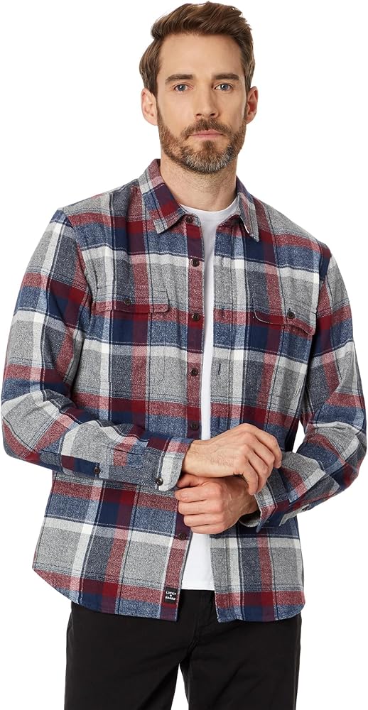 Lucky Brand Mens Plaid Utility Long Sleeve Flannel Shirt