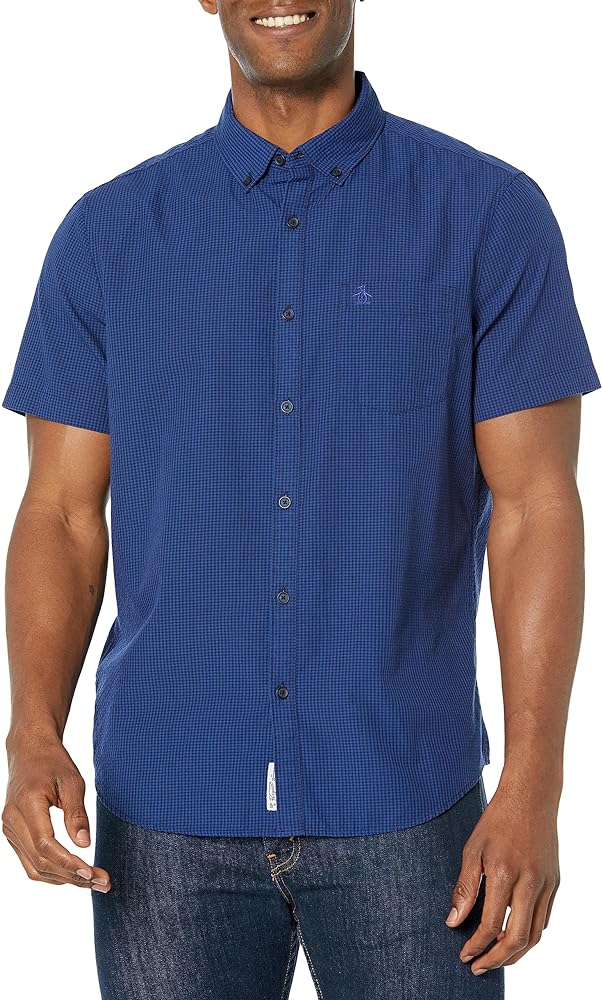 Original Penguin Men's WVN Short Sleeve Seersucker Shirt