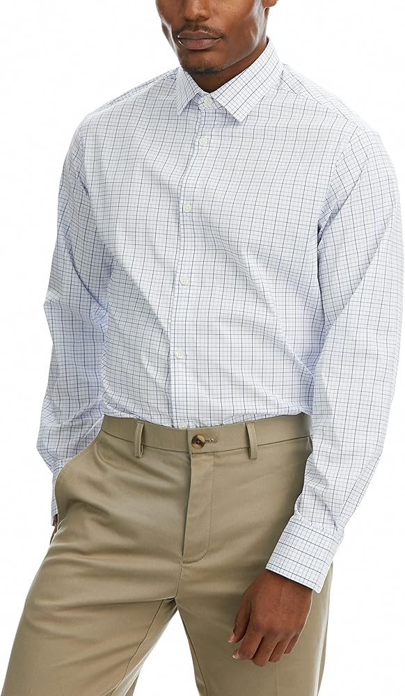 HAGGAR mens Premium Performance Dress Check Shirt